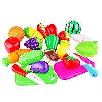 20 Pieces Kitchen Toys Fun Cutting Fruit and Vegetables Pretend Food Playset for Kids, Educational Play Food Set for Children Pretend Food Toys