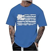 Men's American Flag T-Shirts Crewneck 4th of July Tshirts Tees 2024 Summer T-Shirts for Men