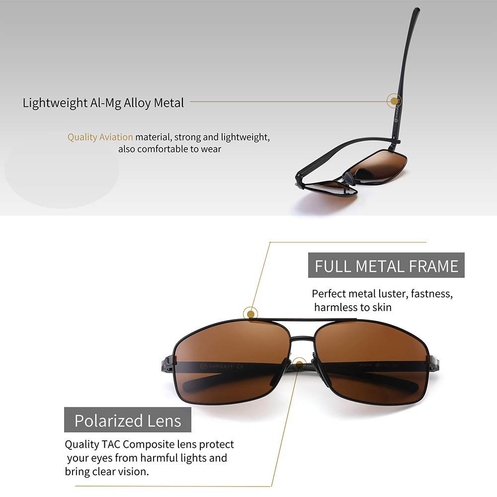 Buy SUNGAIT Ultra Lightweight Rectangular Polarized Sunglasses UV400 ...