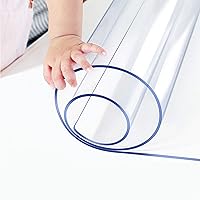 Round Thick Clear PVC Table Top Protector Circular Plastic Table Pad Cover Circle Wipeable Moving Scratch Wooden Furntiure Dining Room Buffet Vinyl Protective Desk Chair Pad Mat Dia. 60 in