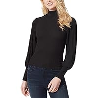 Jessica Simpson Womens Kaye Mock Neck Smocked Pullover Top