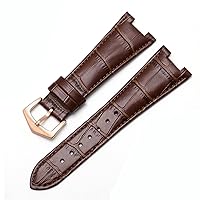Genuine Leather Watch Band For Patek Philippe 5711 5712G Nautilus Watchs Men And Women Special Notch 25mm*12mm Watch Strap (Color : 25-12mm, Size : Black-gold)