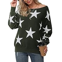 Feiersi Women's Off Shoulder Sweater Long Sleeve Loose Pullover Knit Jumper