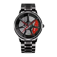 DriftElement Spoke Rim Watch Men's – Motorsport Men's Watch in 3D Rim Design Stainless Steel – Custom Designer Watch with Mineral Glass – Racing Watch