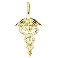 Solid 14k Yellow Gold Nurse RN Pendant Symbol of Medical Service Charm Diamond Cut Fancy 21 x 9 mm