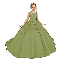 Flower Girl Dress Lace Applique - Tulle Princess Pageant Dress First Communion Dress