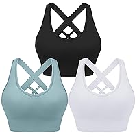 Sykooria Women Sports Bras High Impact Strappy Cross Back Padded Workout Bras for Running Yoga Gym