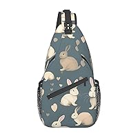 Rabbit Background Sling Backpack Multipurpose Crossbody Bag Sling Bag Daypack For Travel Hiking Sports