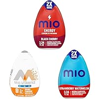 MiO Bulk Big Bottle Bundle of Energy Black Cherry, Vitamins Orange Tangerine, & Strawberry Lemonade 3.24 fl oz Liquid Water Enhancers 3-Pack