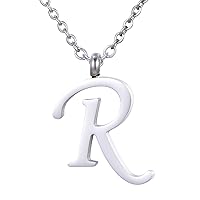 Morella Ladies' Necklace with Letter Pendant, Stainless Steel Silver in Gift Bag