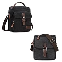 RAVUO Small Messenger Bag for Men, Water Resistant Canvas Satchel Bag Vintage Shoulder Crossbody Bag for Travel Work