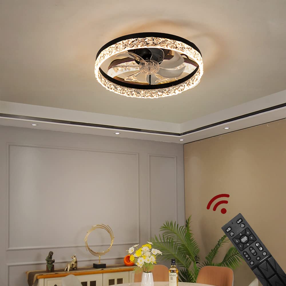 Eurotondisplay Deckenventilator mit LED Beleuchtung D3304 Deckenlampe Ø 50cm 60W mit Fernbedienung Lichtfarbe/Helligkeit einstellbar dimmbar LED Deckenleuchte fan light ceiling (D3304)