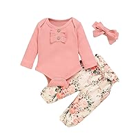 Outfits Romper Girls Baby Sleeve Bodysuit+Floral Toddler Pants Long Ruffles Girls Baby Girls Clothes Set Pink