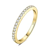 JewelryPalace Classic Cubic Zirconia Wedding Rings for Women, Half Eternity 14k White Yellow Rose Gold Plated 925 Sterling Silver Promise Ring for Her, Round Cut Simulated Diamond Band Ring