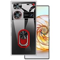 for ZTE Nubia Z60 Ultra 5G Ultra Thin Phone Case + Ring Holder Kickstand Bracket, Gel Pudding Soft Silicone Phone 6.80 inches (RedRing-T)