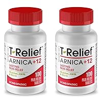 T-Relief Arnica +12 Natural Relieving Actives for Back Pain Joint Soreness Muscle Aches & Stiffness Whole Body Fast-Acting Relief for Women & Men - 100 Tablets (Pack of 2)