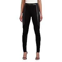 BCBGMAXAZRIA Women's High Waisted Mixed Media Legging Skinny Silhouette Faux Leather Panel Pant