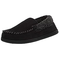 Dearfoams mens Eli Microfiber Indoor/Outdoor With Whipstitch Detail Suede Moccasin Slipper