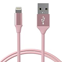 TalkWorks iPhone Charger Lightning Cable 4ft Short Strain Relief Heavy Duty Cord MFI Certified for Apple iPhone 12, 12 Pro/Max, 12 Mini, 11, 11 Pro/Max, XR, XS/Max, X, 8, 7, 6, SE, iPad - Rose Gold