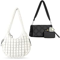 Babysun White Puffer Tote Bag + Black Puffer Shoulder Bag