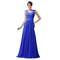 Royal Blue Cap Sleeve Lace Top Chiffon Bottom Bridal Dress Long 18W Royal Blue