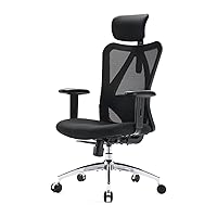 SIHOO Office Chair with Pattern Mesh, TPU Armrests, Desk Chair in Ergonomic Design Classic Style for Home Office(Black)