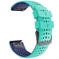 Silicone Quickfit Watchband for Garmin Fenix 6X Pro Watch Easyfit Wrist Band Strap for Fenix 6 Pro Smart Watch 26 22MM Strap (Color : Teal Blue, Size : Forerunner 935 945)
