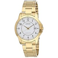 Casio #MTP-V004G-7B Men's Standard Gold Tone Stainless Steel White Dial Date Watch