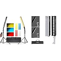 NEEWER Upgraded LED Video Light Stick 2.4G Control with Softbox Diffuser, 2 Pack Handheld Dimmable 3200K~5600K CRI97+ Video Lighting with Stands/Filters for Video Recording Photography Gaming, BH20B