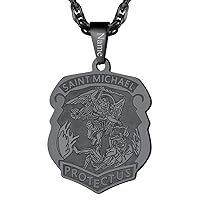 PROSTEEL Saint Michael the Archangel Necklace Pendant & Chain Catholic Religious Jewelry