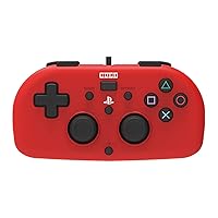 PS4 Mini Wired Gamepad (Red) by HORI - Officially Licensed by Sony (Renewed)