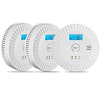 3 Packs Smoke and Carbon Monoxide Detector Powered by Battery,Portable Smoke Detector Carbon Monoxide Detector Combo with Large LCD Display, Fire Alarm Smoke Detector for Home,Kitchen