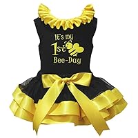Petitebella It’s My 1st Bee Day Shirt Black Yellow Ribbon Petal Skirt Nb-2y
