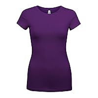 Womens Junior Basic Solid Multi Colors Slim Fit Round Neck Top S-3X