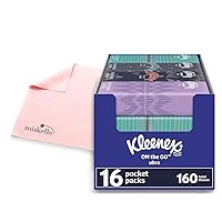 White Facial Tissue 16 Pocket Packs of 10 Kleenx + Bonus Microfiber Cloth by Miskelle