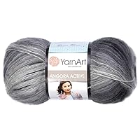 1 Skein YarnArt Angora Active Knitting Yarn, 25% Mohair 75% Acrylic, 100 g (3.5 oz), 500 m (546 yd), Yarn Weight 0: Lace, Variegated - 840
