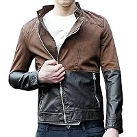 Men's Genuine Lambskin Leather Jacket Biker Soft Stylish Motorcycle Brown and Black Jacket LLML174