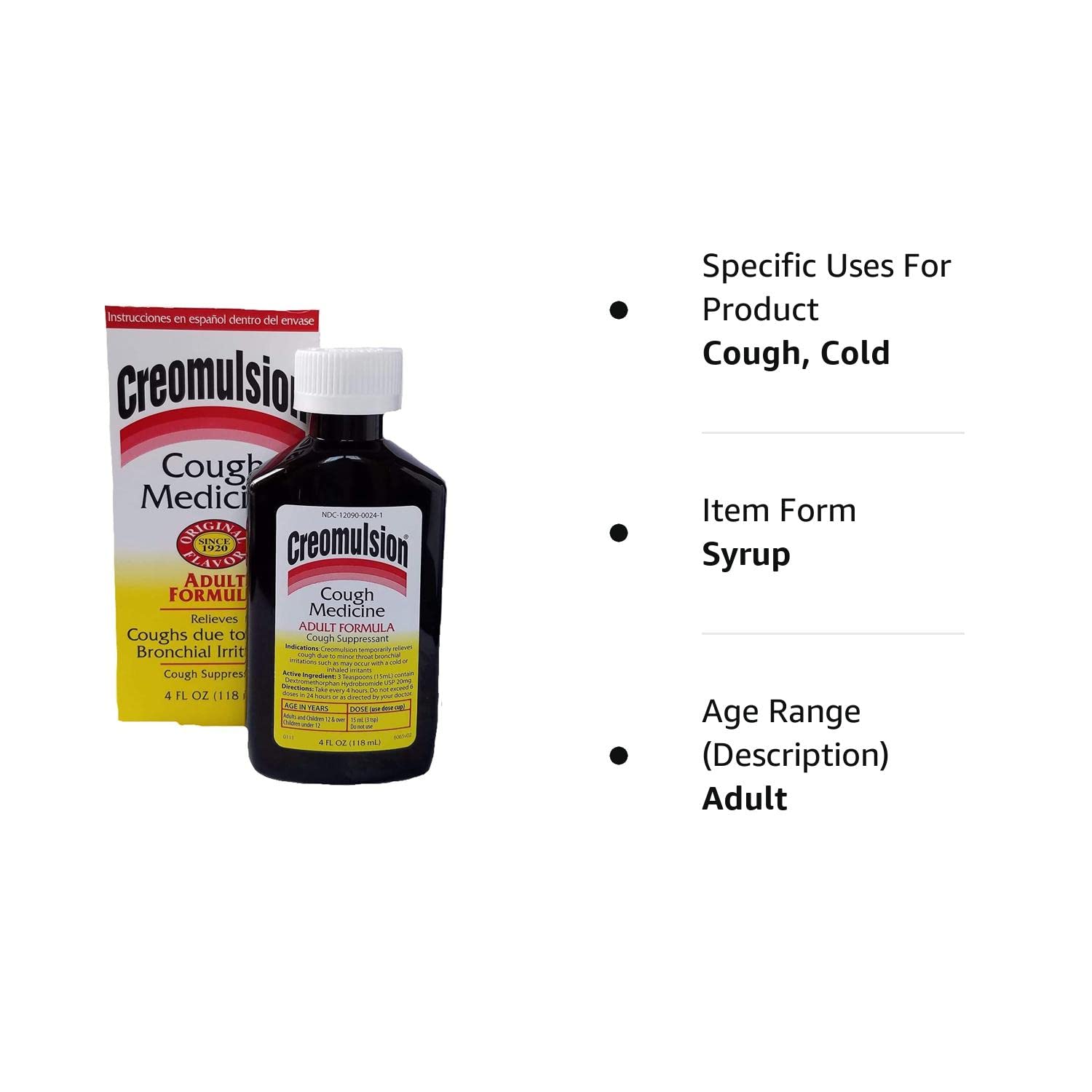 Creomulsion Cough Medicine Adult Formula 4 oz (Pack of 6)