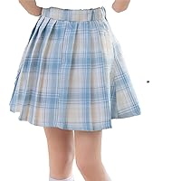 TiaoBug Kids Girls Pleated Tartan Plaid Skater Skirt A-line Japanese Skirt Skort Tennis School Uniform Mini Skirt