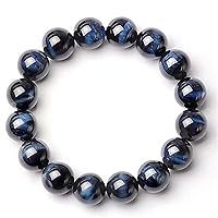 10mm Natural Blue Tiger Eye Bracelet Hawk Eye Gemstone Round Stretch Crystal Beads Bracelet AAAA