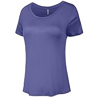 Womens Short Sleeve Basic Scoop Neck Spandex T-Shirts Top Everyday