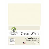 Clear Path Paper - Cream White Cardstock - 8.5 x 11 inch - 65Lb Cover - 50 Sheets