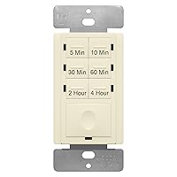 ENERLITES 4-Hour Countdown Timer Switch, 5-10-30-60 Min, 2-4 Hour, for Bathroom Fans, Heaters, Lights, LED Indicator, 120VAC 800W, No Neutral Wire Required, UL Listed, HET06-J-LA, Light Almond