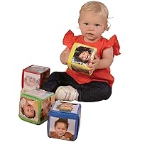 Constructive Playthings Customizable Stacking Block Toys with Photo Pockets for Ages 12 Months+, Toddler Soft Foam Building Blocks, Builds Fine Motor Skills, Multicolor