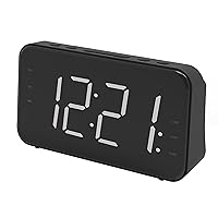 Coby Portable Travel Alarm Clock FM Radio, Dual Alarms with Snooze, Volume Control, Rechargeable Battery-Operated Clock, 12/24H, Easy-Read Oversize Dimmable Digital White LED Display, Battery Backup