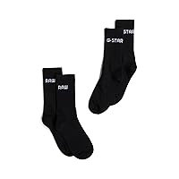 G-STAR RAW Men's Cotton Blend Brand Logo Mid-Calf Athletic Crew Sock 2-Pack