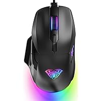 AULA Gaming Mouse, 12800 DPI RGB Wired Gaming Mouse with 13 Backlit Modes & 6 Programmable Macro Buttons, PC Gaming Mice Support DIY Keybinding, Mouse Gamer for Laptop PC Mac