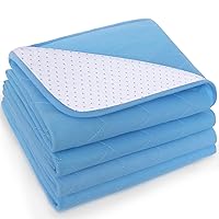 Bed Pads Washable Waterproof(4 Pack, 34 x 52), Washable and Reusable Anti Slip Chuck Pads Incontinence Underpad Sheet Protector for Adults, Elderly, Kids, Toddler and Pets, Blue