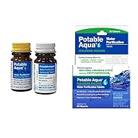 Potable Aqua Water Purification Tablets Bundle - Emergency Water Purification for Camping, Hiking, Travel | Includes PA Plus and Chlorine Dioxide Tablets