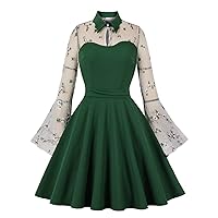 Crochet Dresses for Women,Carnevale New Women Black Lace Point Embroidery Stitching Temperament Swing Retro AUT
